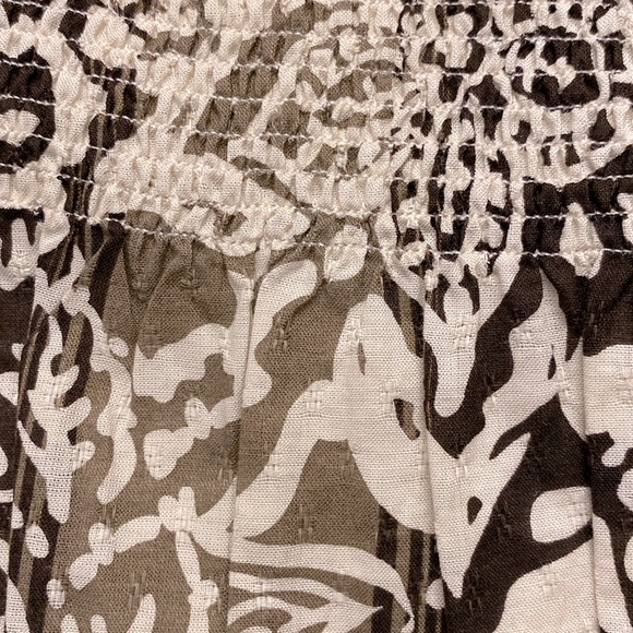 Charter club women’s 💯cotton smocked flowy skirt brown beige tan abstract 13 - Picture 6 of 10